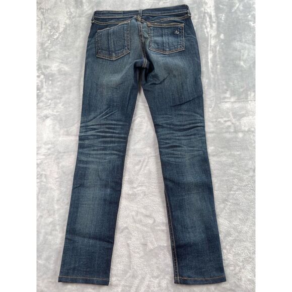 rag & bone Jeans Womens Size 25 Skinny Leg Dark Wash Distressed Ripped Low Rise - Picture 3 of 16